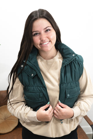 Cropped Cargo Puffer Vest