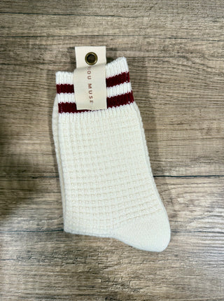 Waffle Pattern Striped Socks