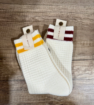 Waffle Pattern Striped Socks