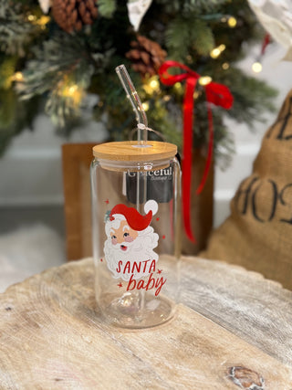 Santa Glass with Lid