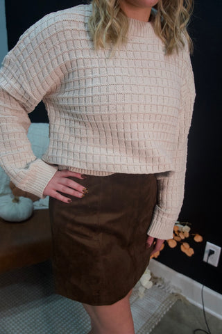 Ren Fitted Suede Skirt