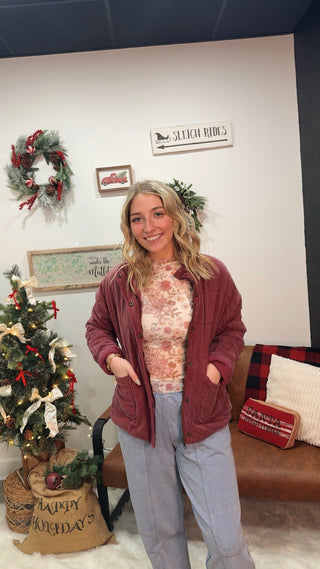 Cream Floral Mesh Top